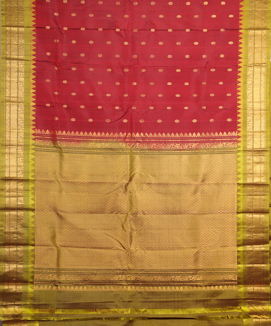 Burgundy red color handloom Gadwal Silk saree