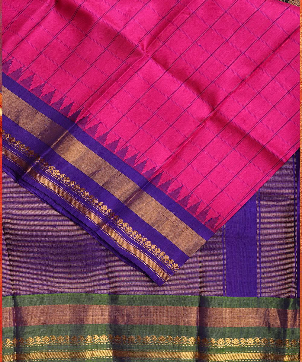 Magenta pink color handloom Gadwal Silk saree