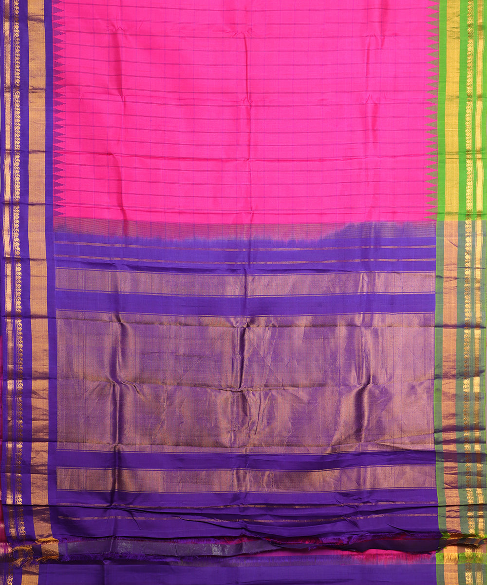 Magenta pink color handloom Gadwal Silk saree