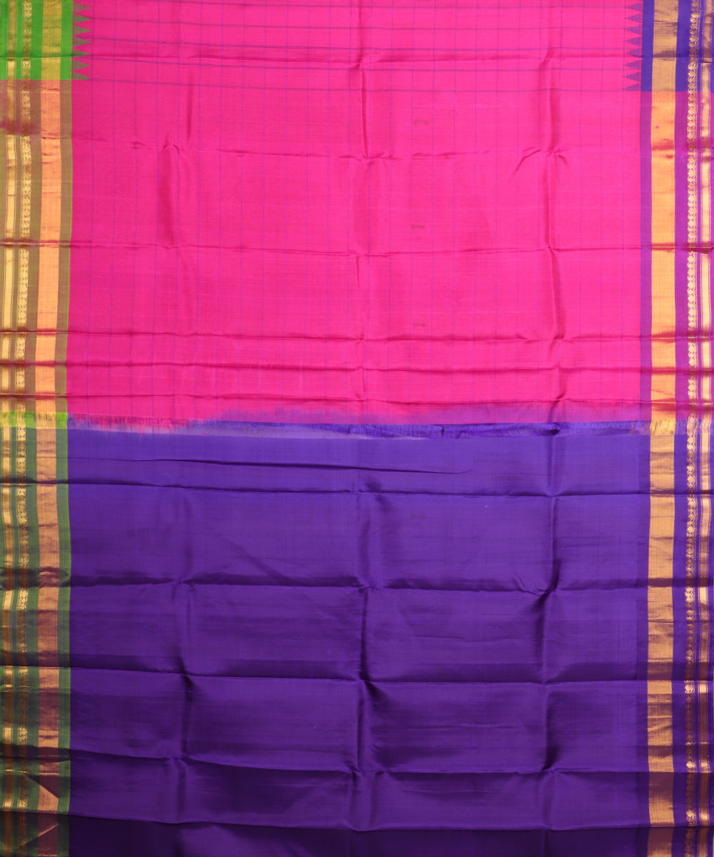 Magenta pink color handloom Gadwal Silk saree