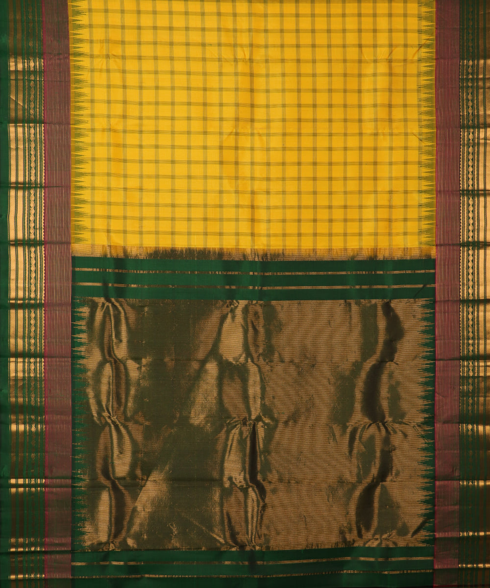 Tuscany yellow color handloom Gadwal Silk saree