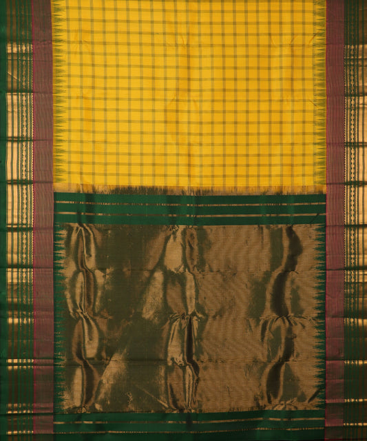 Tuscany yellow color handloom Gadwal Silk saree