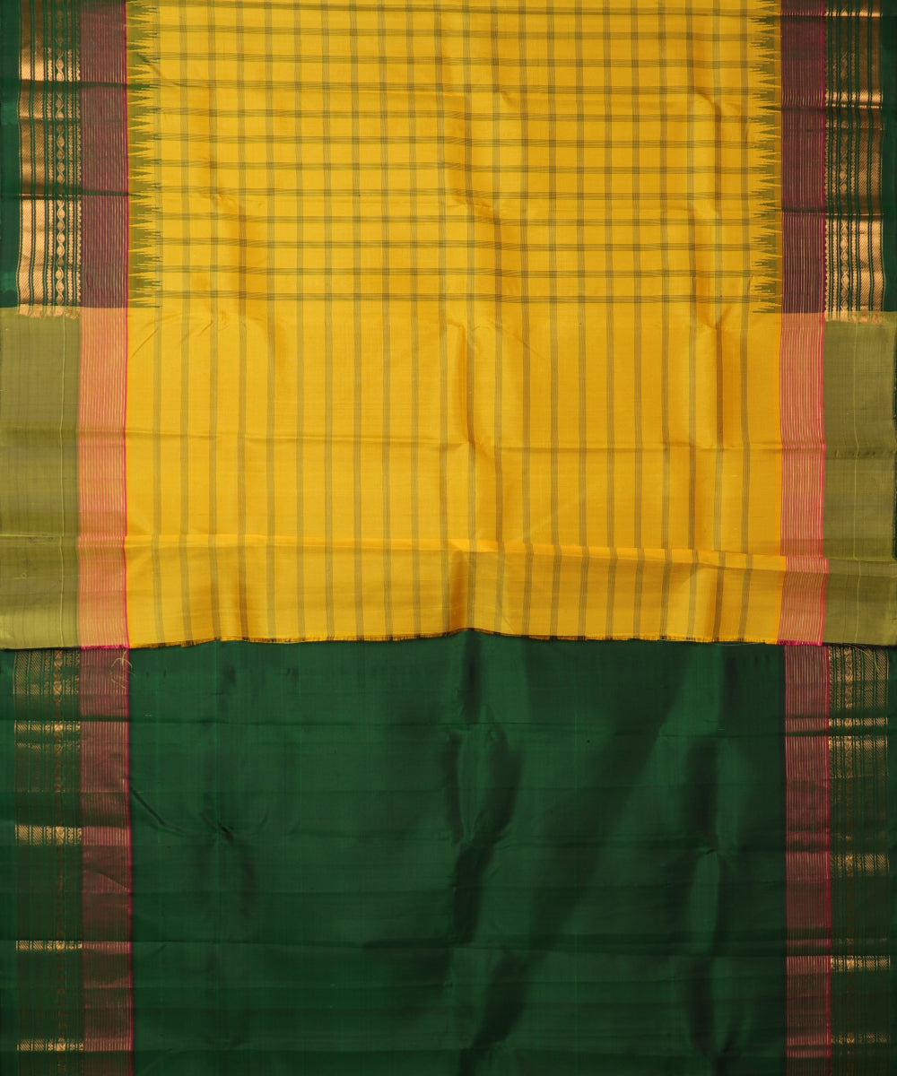 Tuscany yellow color handloom Gadwal Silk saree