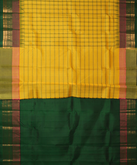 Tuscany yellow color handloom Gadwal Silk saree