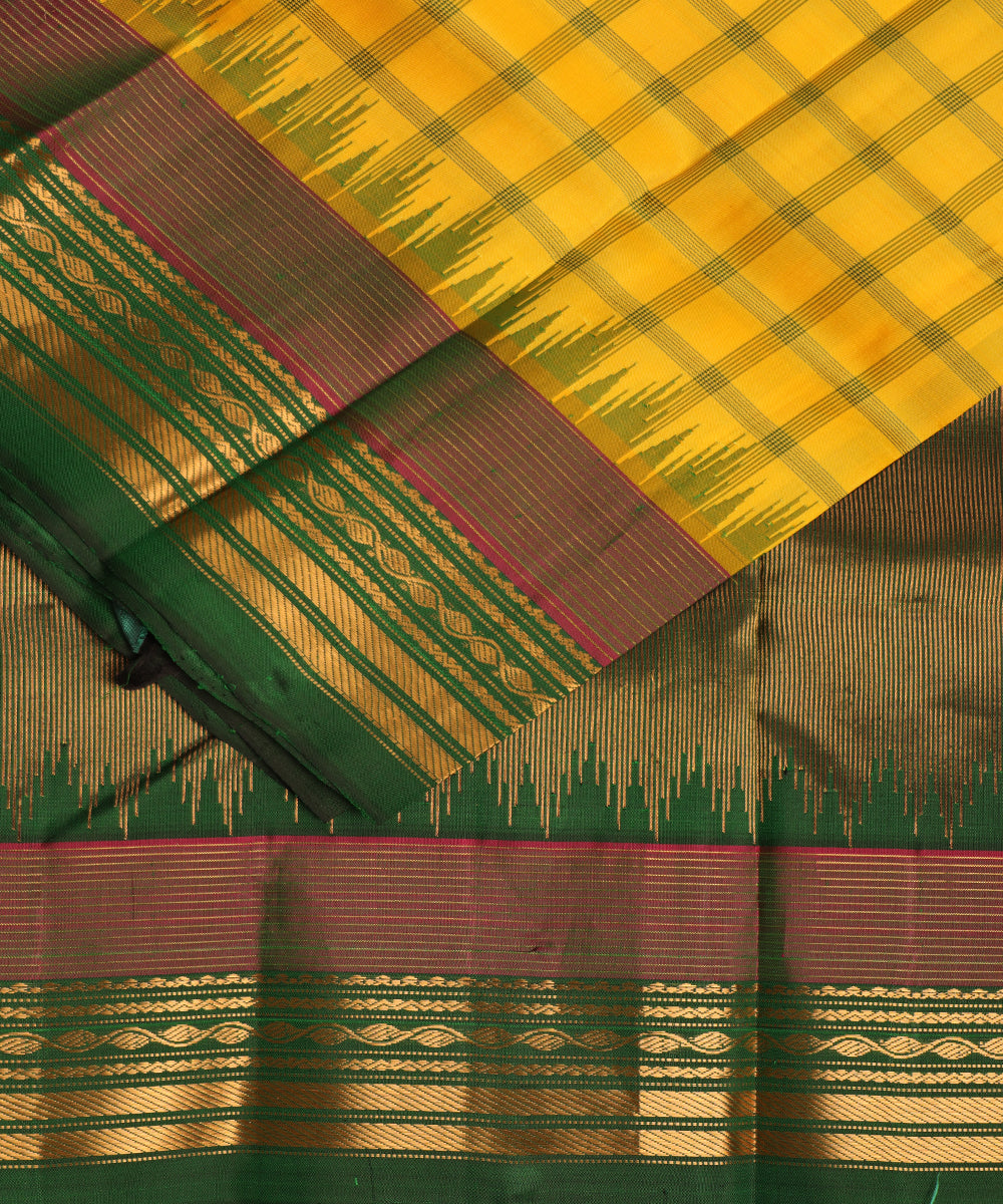 Tuscany yellow color handloom Gadwal Silk saree