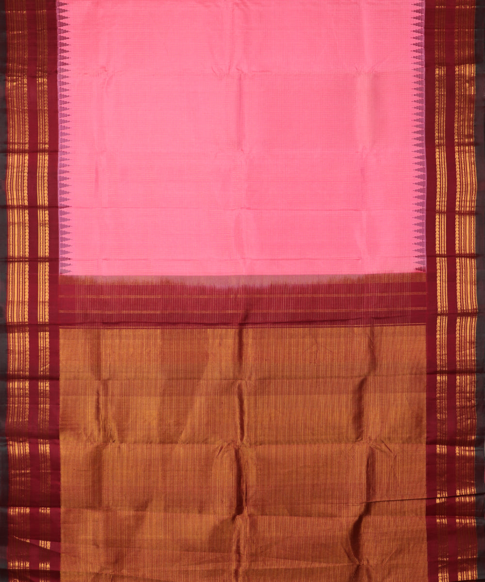 French pink color handloom Gadwal Silk saree