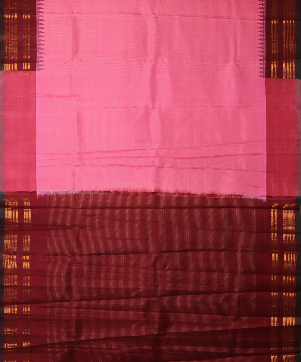 French pink color handloom Gadwal Silk saree