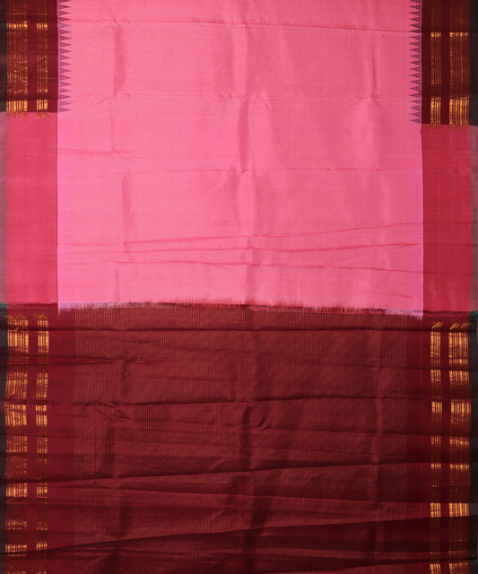French pink color handloom Gadwal Silk saree