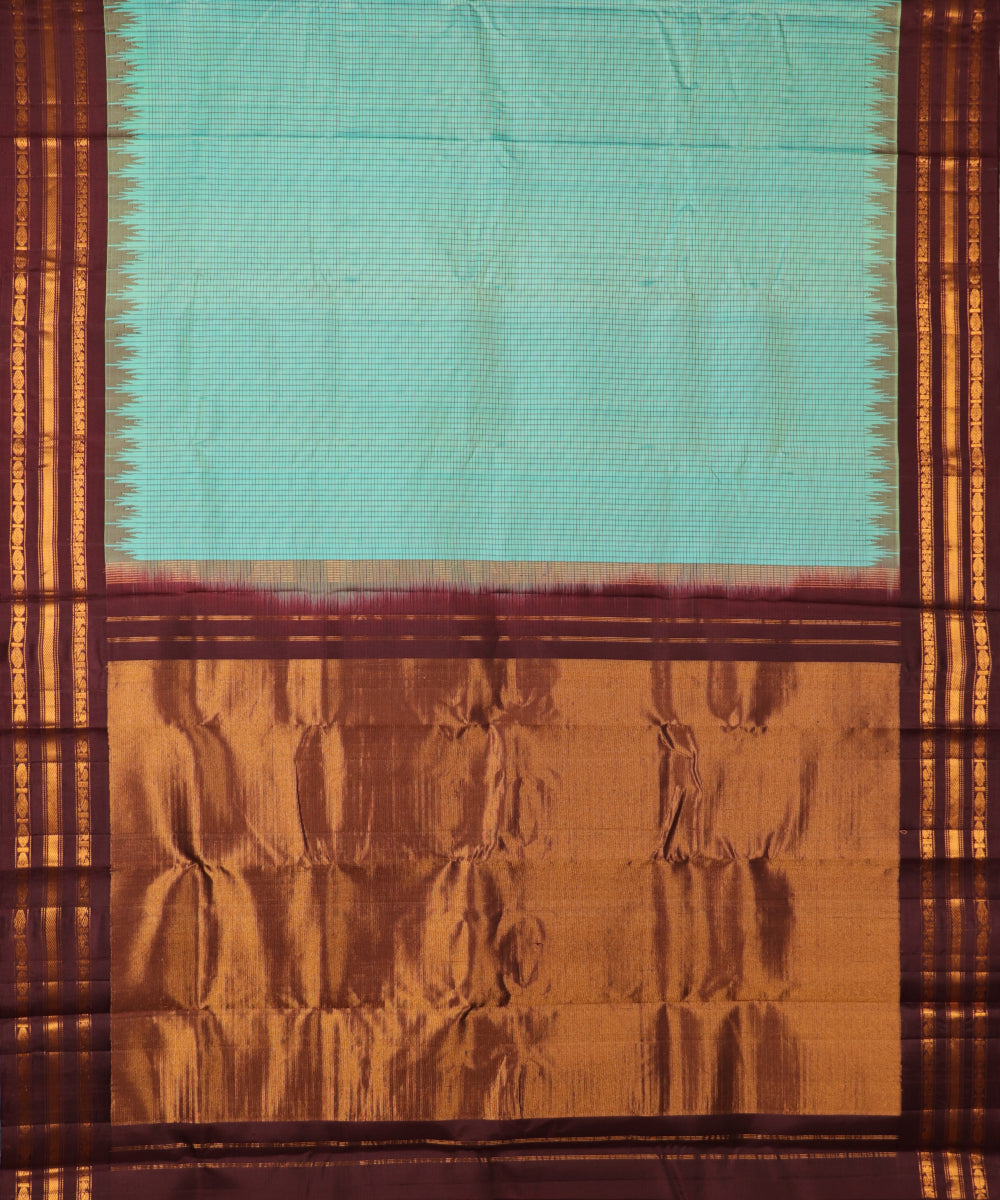 Emerald green shade handloom Gadwal Silk saree