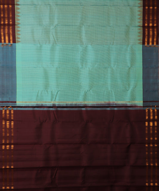 Emerald green shade handloom Gadwal Silk saree