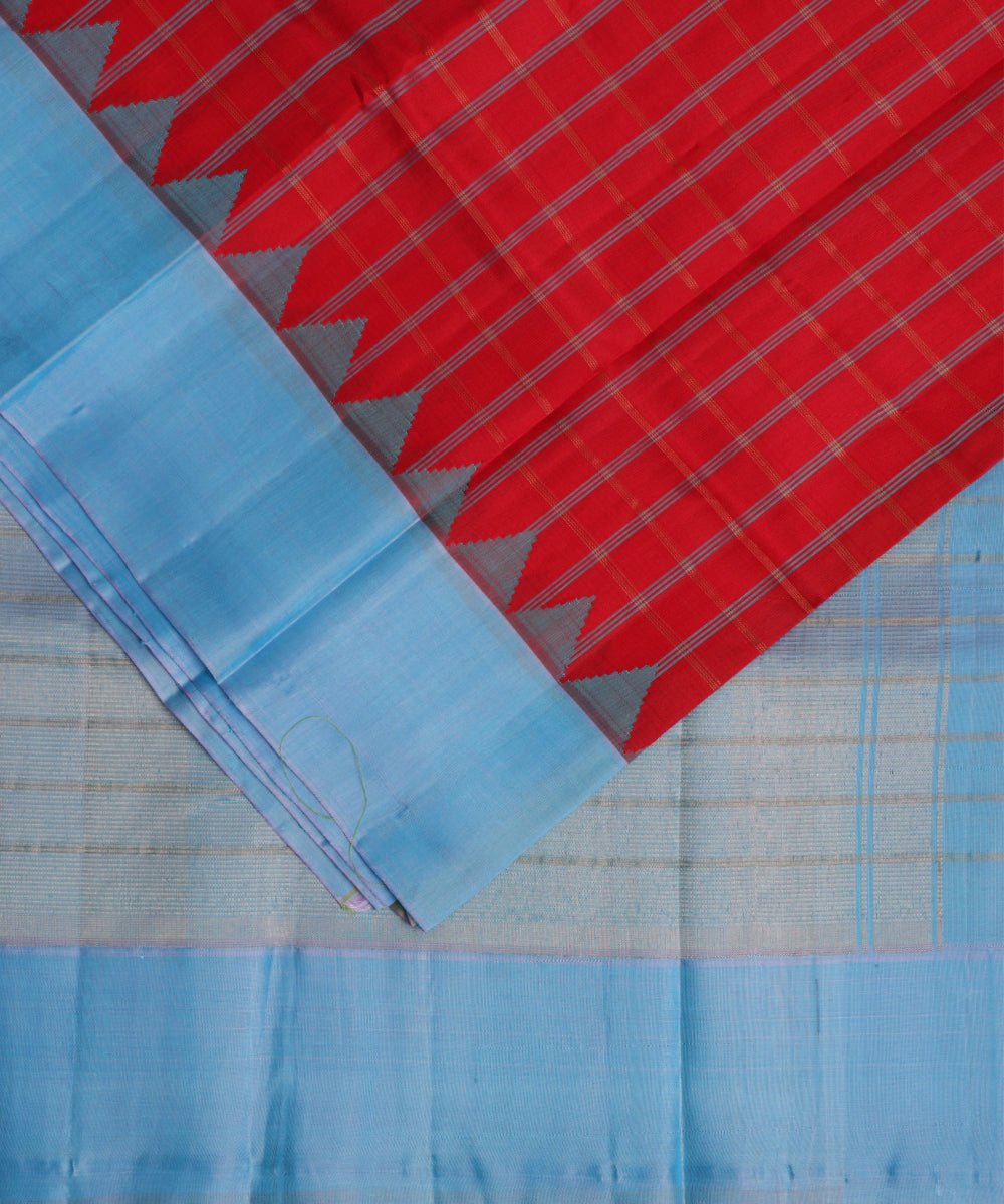 Red color handloom Gadwal Silk saree