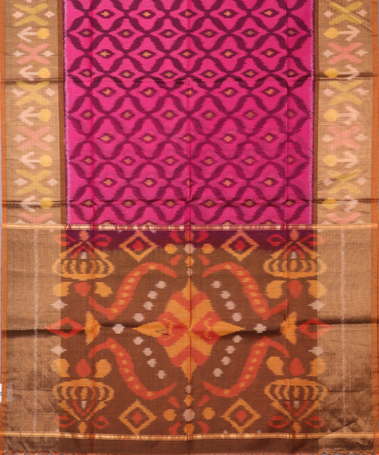 Fandango violet and pink color handloom pochampally sico saree