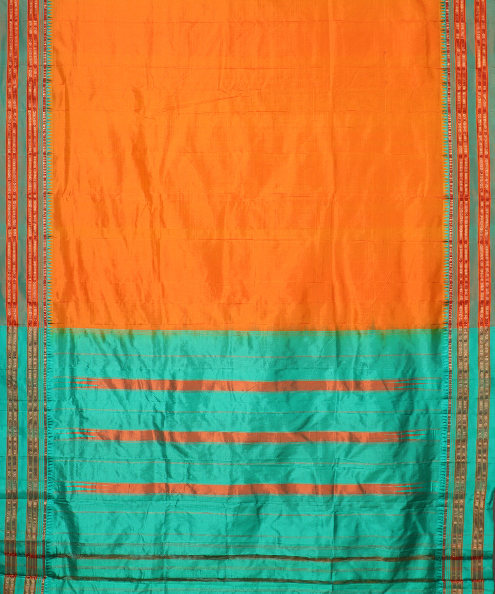Tiger orange color handloom narayanpet silk saree