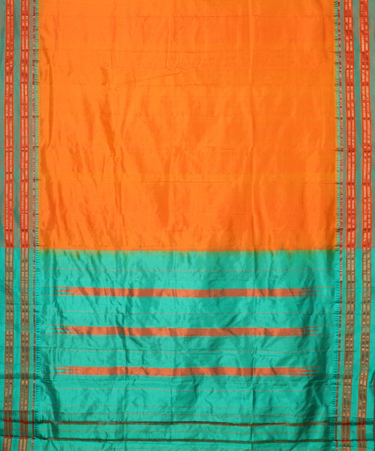 Tiger orange color handloom narayanpet silk saree