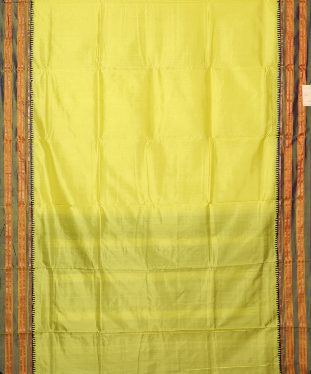 Lemon yellow color handloom narayanpet silk saree