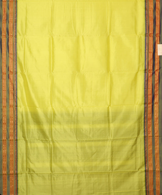 Lemon yellow color handloom narayanpet silk saree