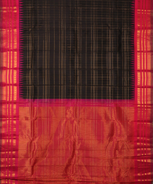 Black color handloom Gadwal Silk saree