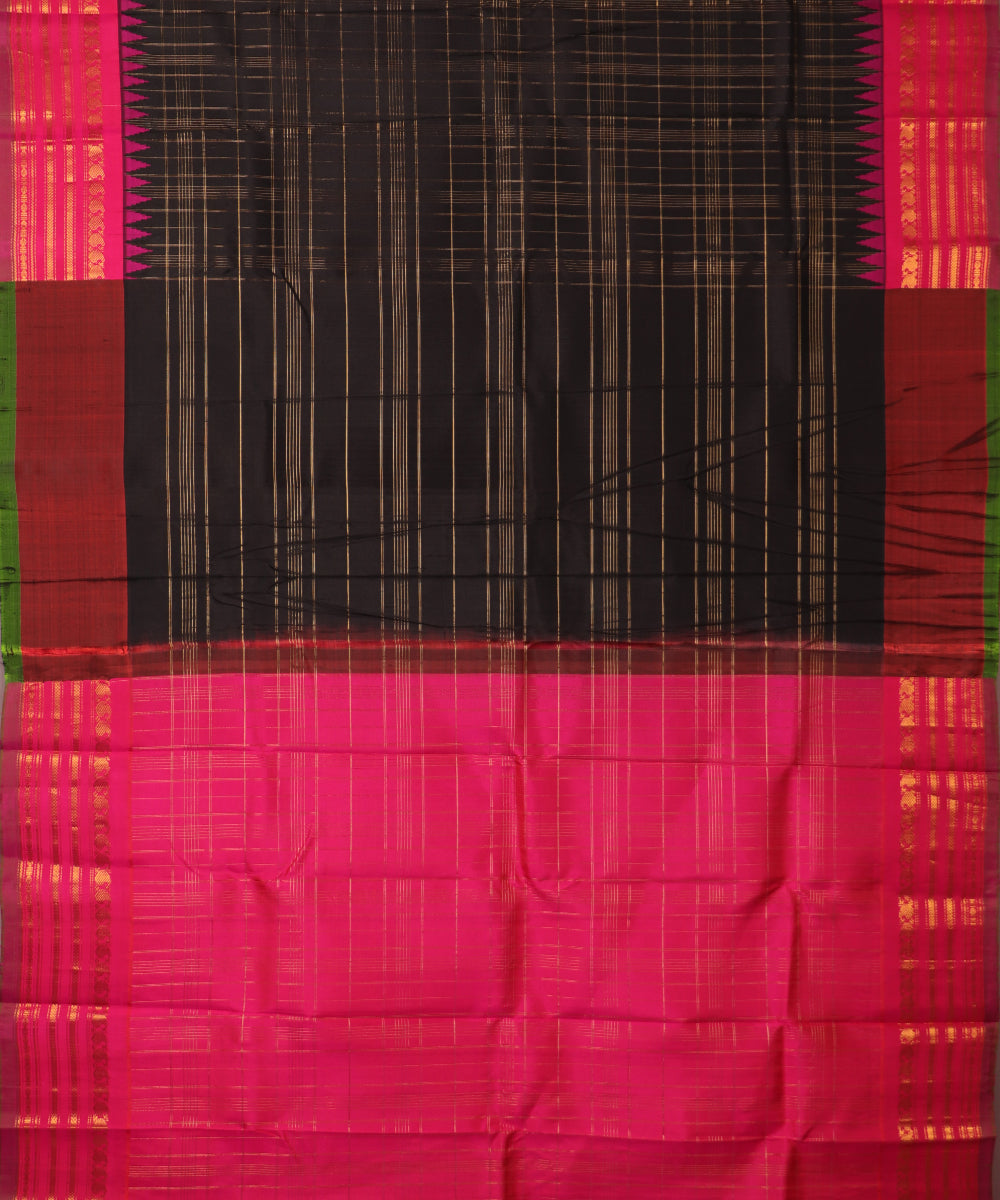 Black color handloom Gadwal Silk saree