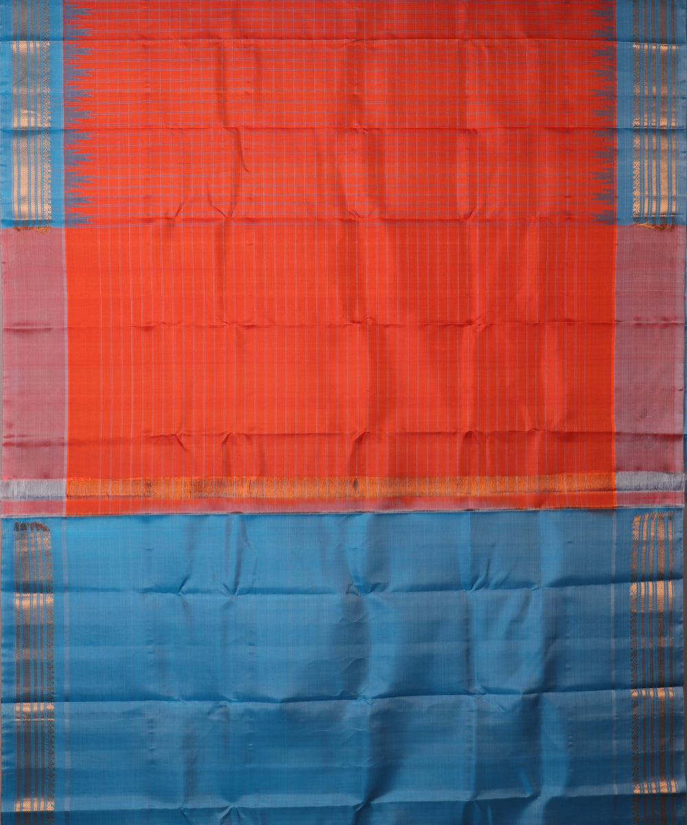 Scarlet color handloom Gadwal Silk saree