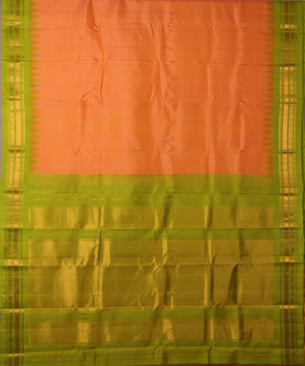 Tangerine color handloom Gadwal Silk saree