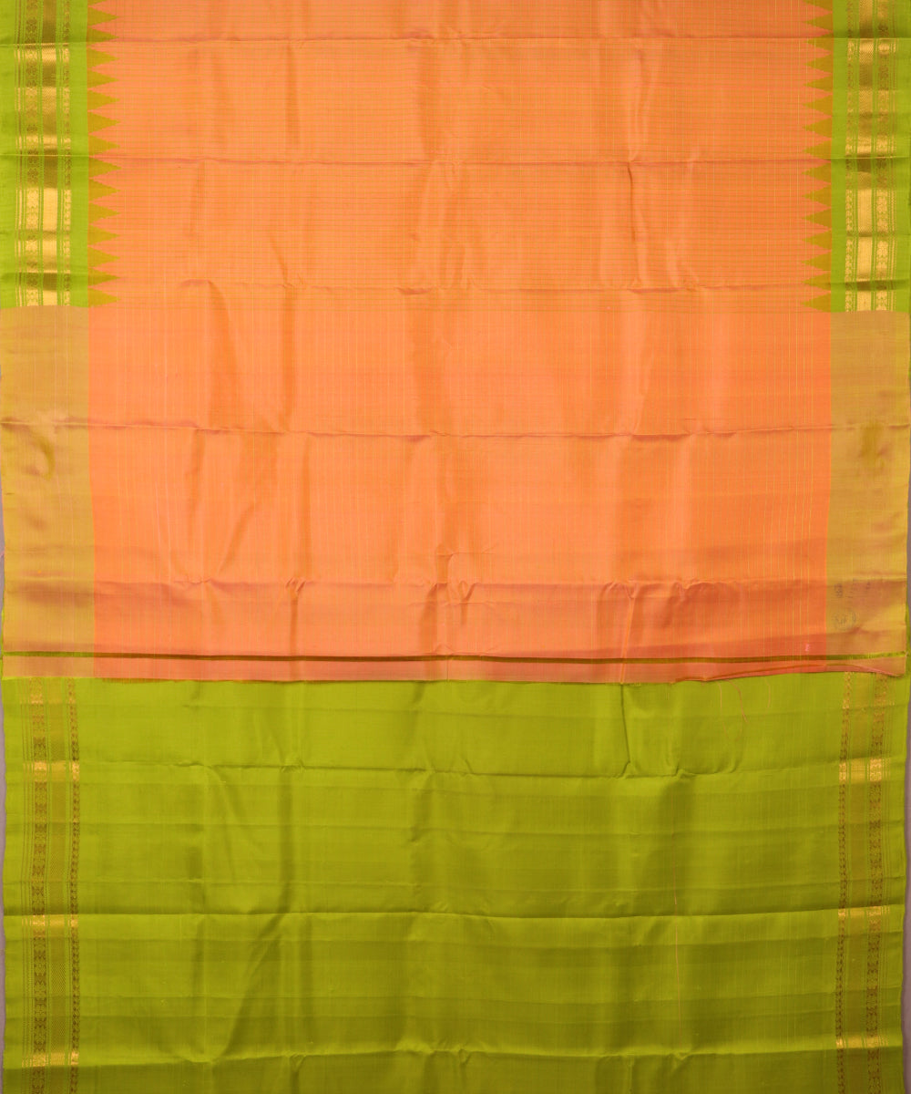 Tangerine color handloom Gadwal Silk saree