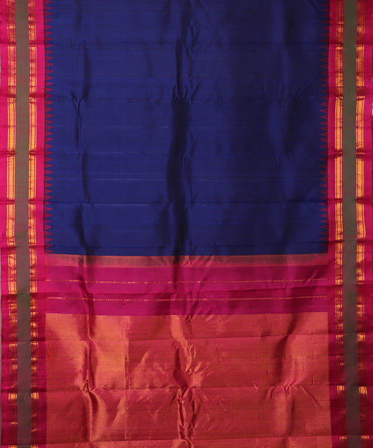 Space blue color handloom Gadwal Silk saree