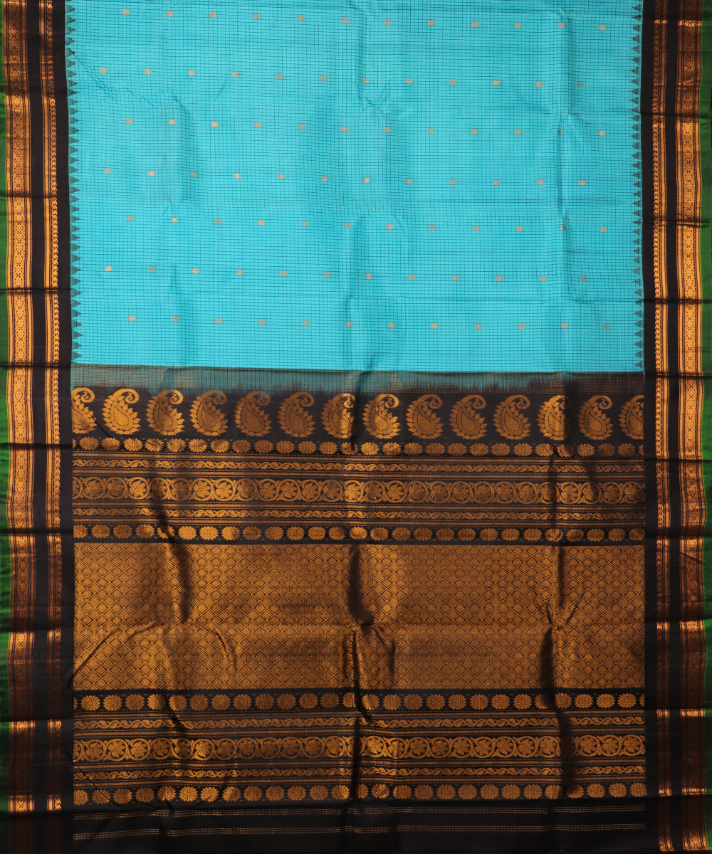 Olympic blue color handloom Gadwal Silk saree