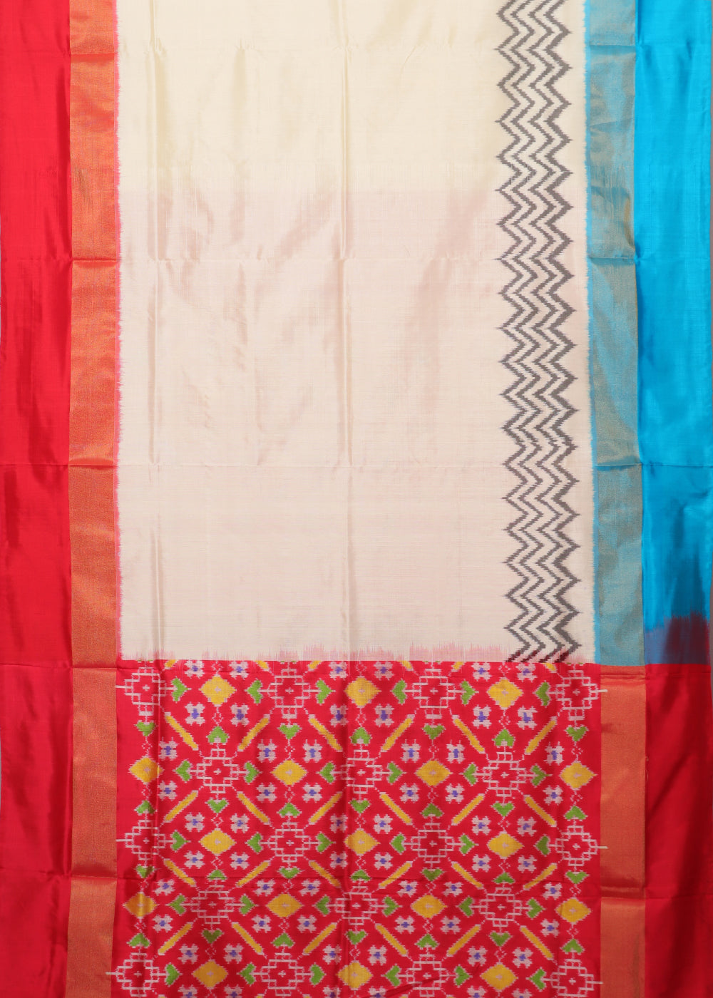 Cream color handloom rajkot silk saree