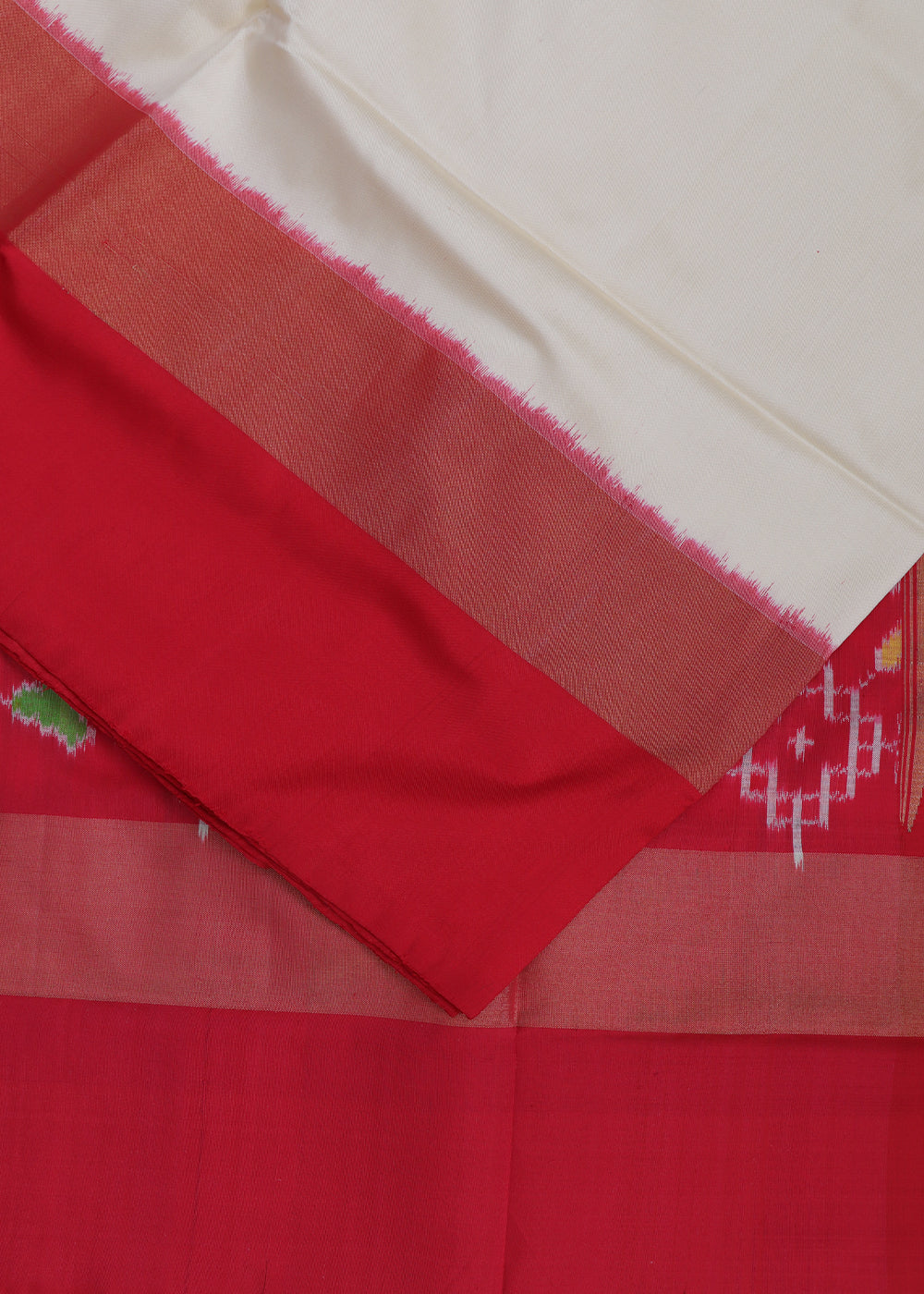 Cream color handloom rajkot silk saree