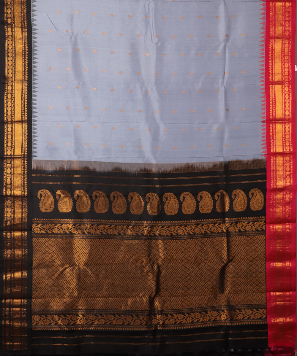 Pigeon blue color handloom Gadwal Silk saree