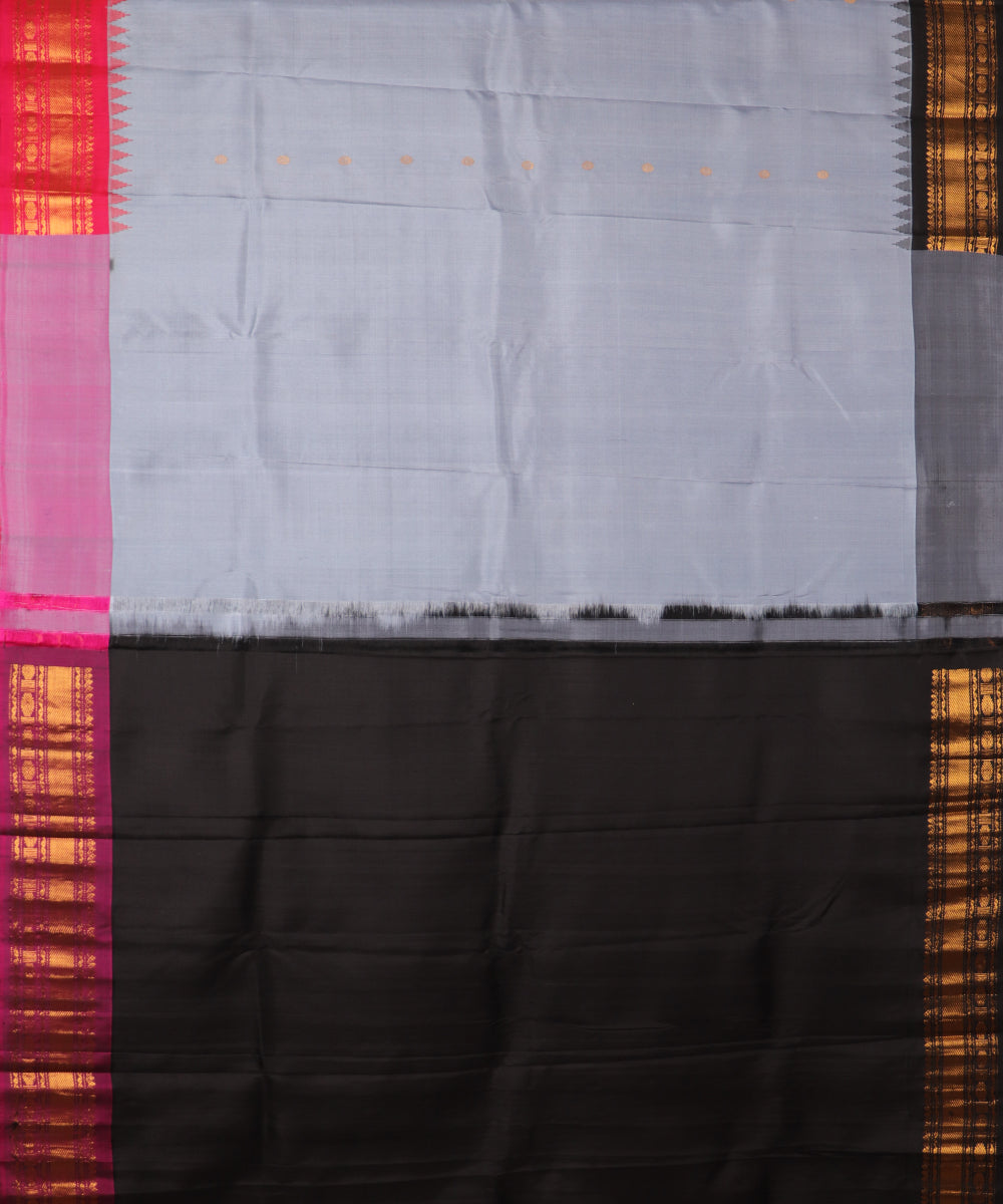 Pigeon blue color handloom Gadwal Silk saree