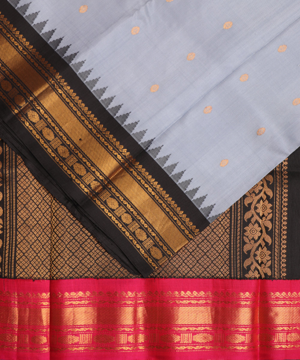 Pigeon blue color handloom Gadwal Silk saree
