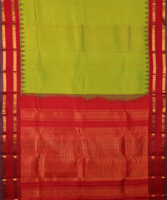 Apple green color handloom Gadwal Silk saree