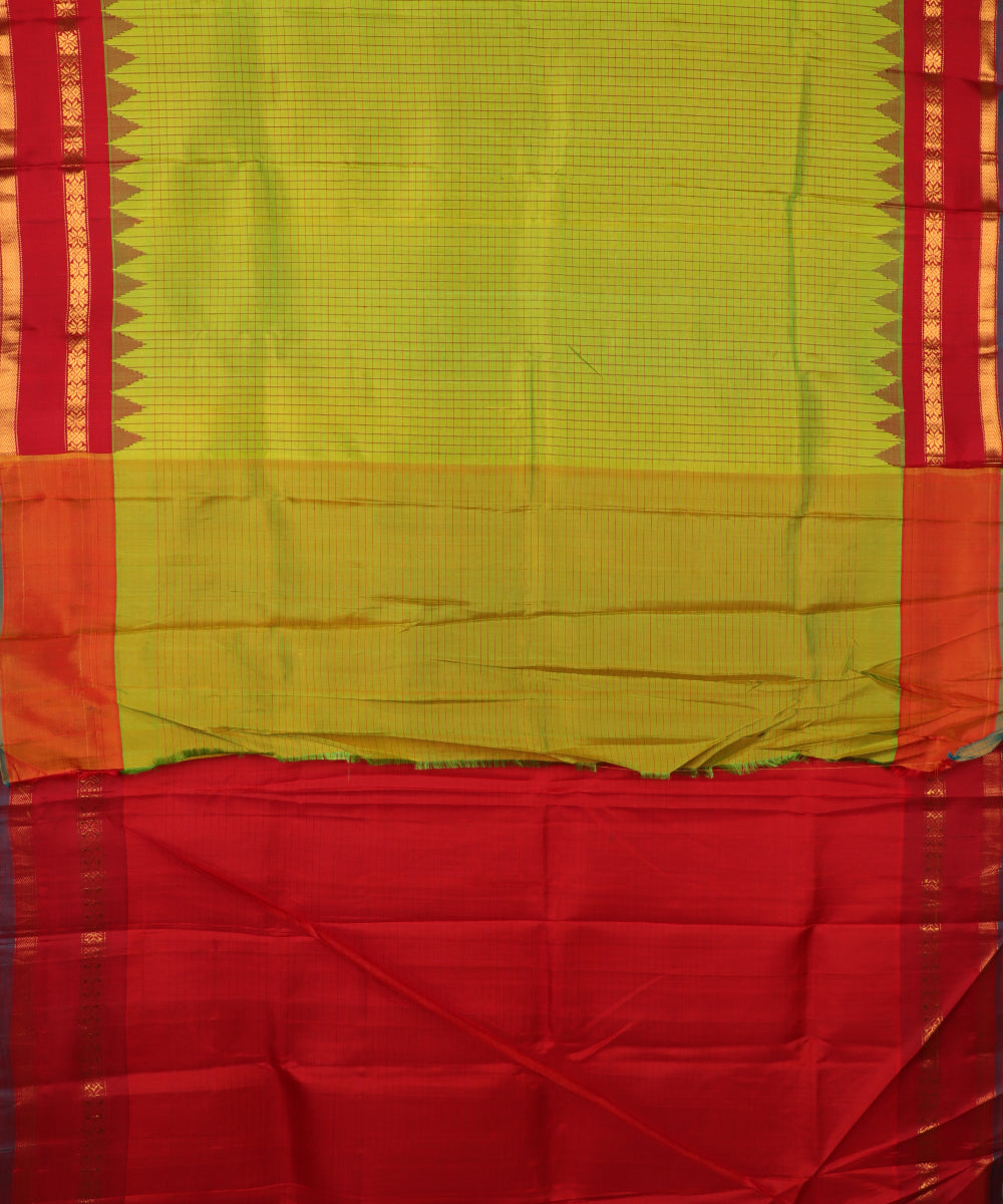 Apple green color handloom Gadwal Silk saree