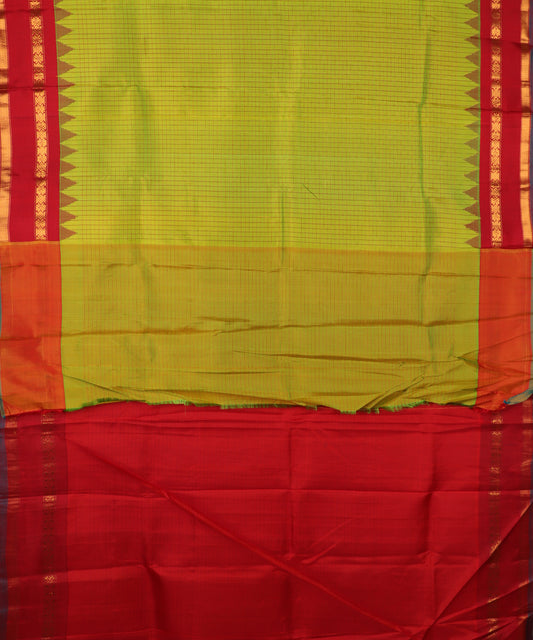 Apple green color handloom Gadwal Silk saree