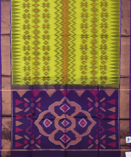 Lime color handloom pochampally sico saree
