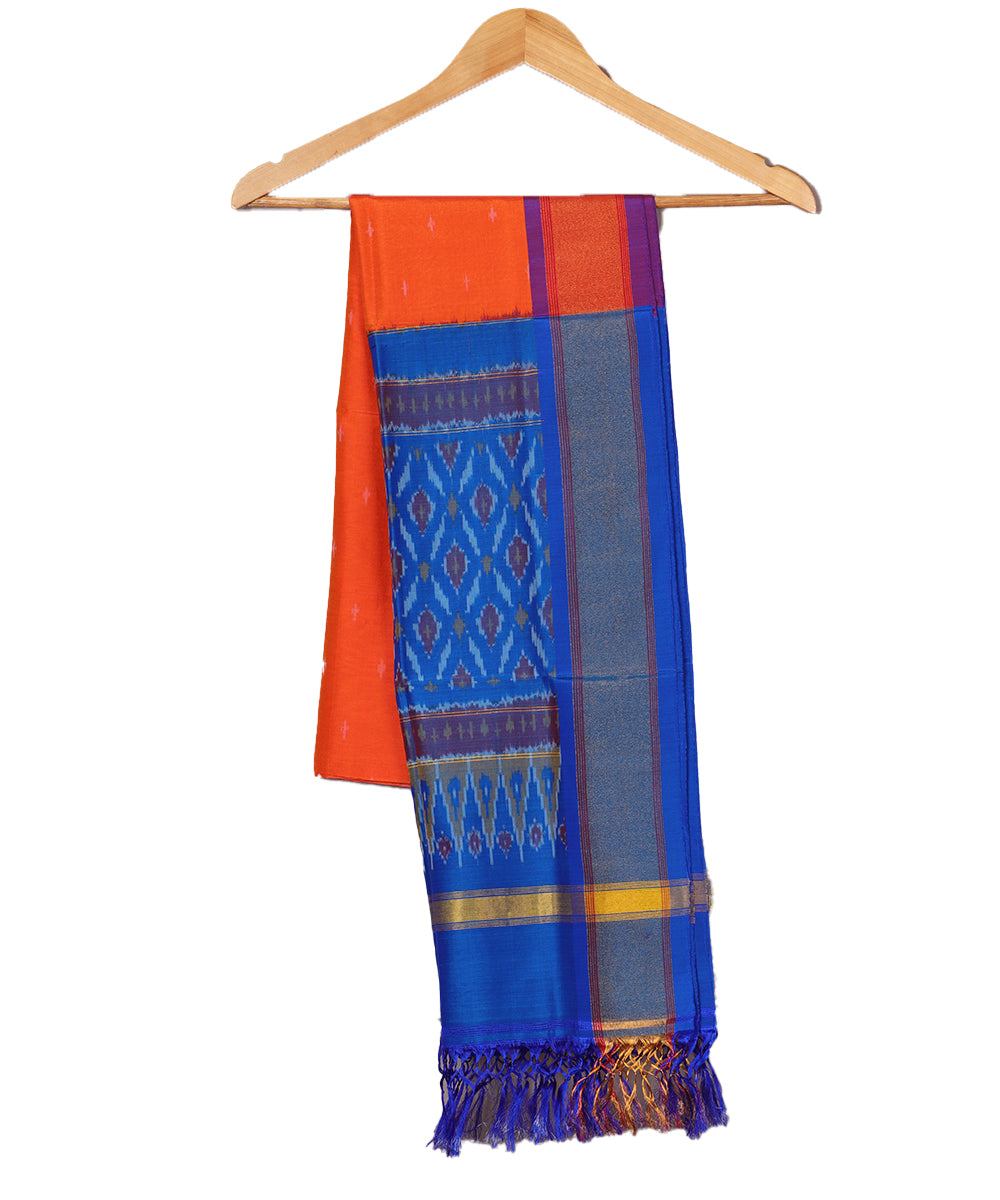 Pumpkin orange handloom ikat sico dupattas