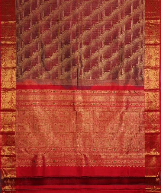 Barn red color handloom trilinga silk saree