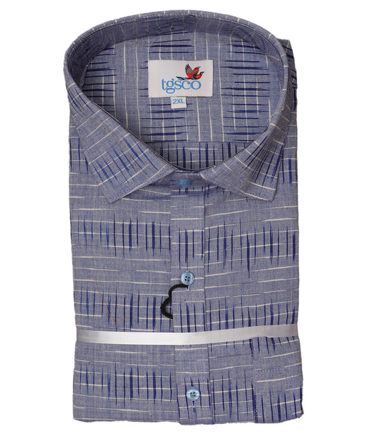 Pigeon blue color handloom pochampally shirt