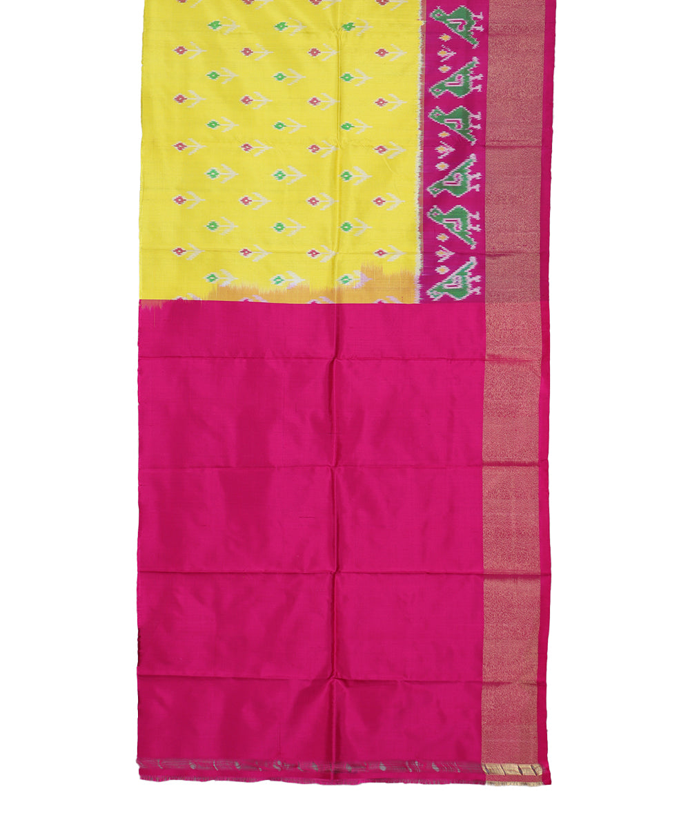 Yellow color handloom silk ikath pavada