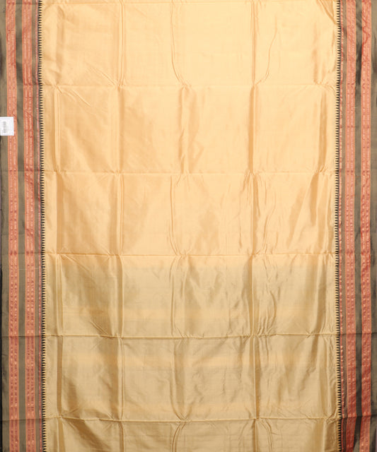 Eggnog yellow color handloom Narayanpet silk saree