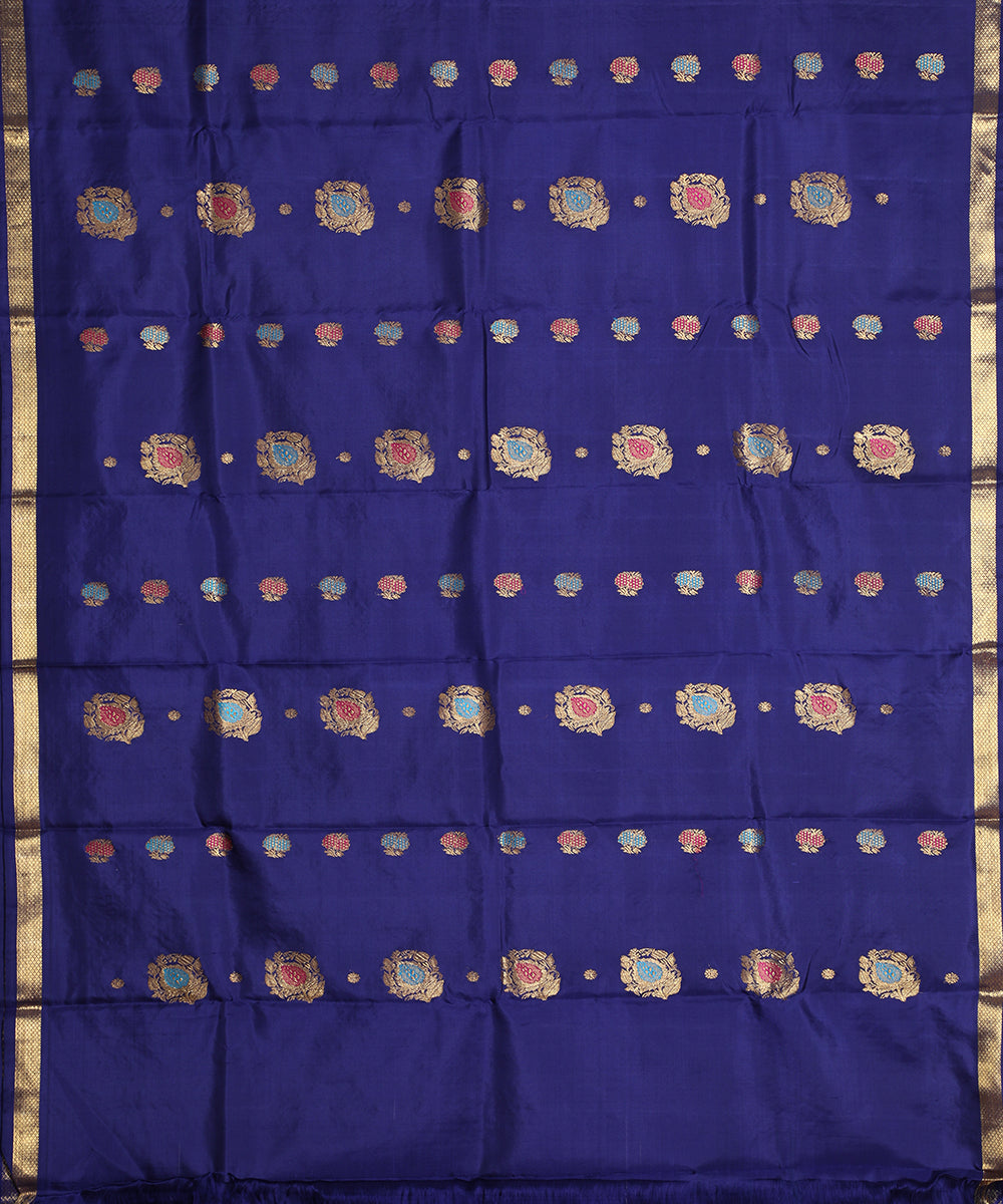 Navy blue handloom pitambari silk saree