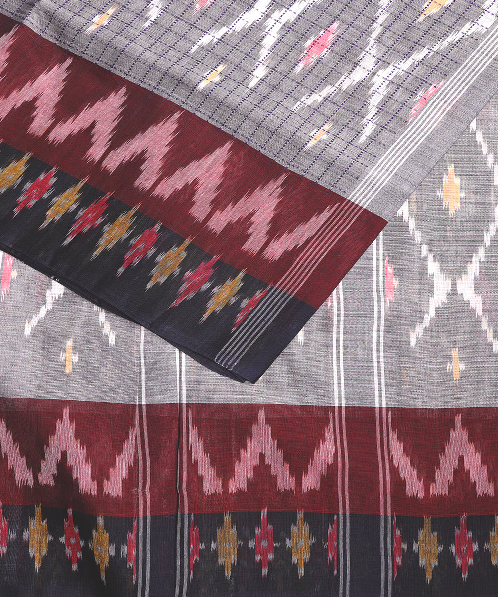 Pigeon blue color pochampally mercerised muthyampet cotton saree
