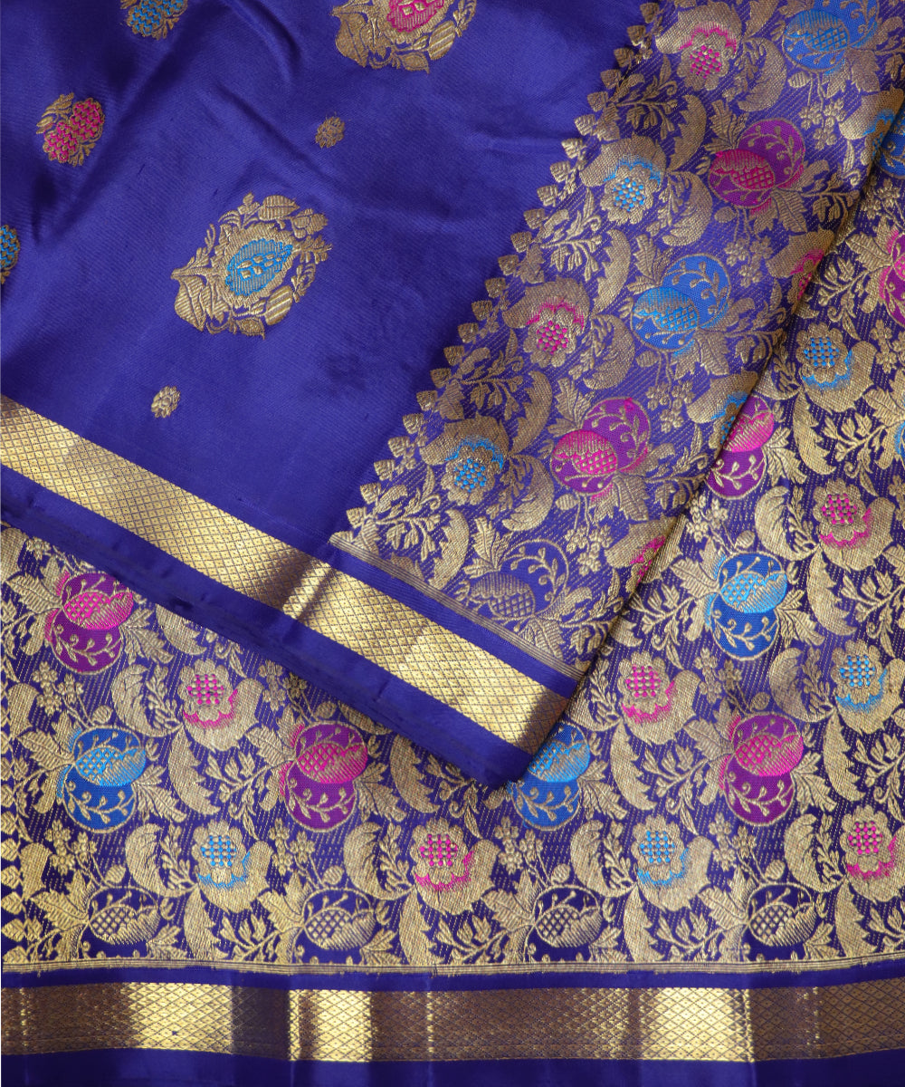 Navy blue handloom pitambari silk saree