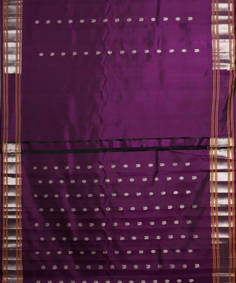 Eggplant violet color handloom Gadwal Silk saree