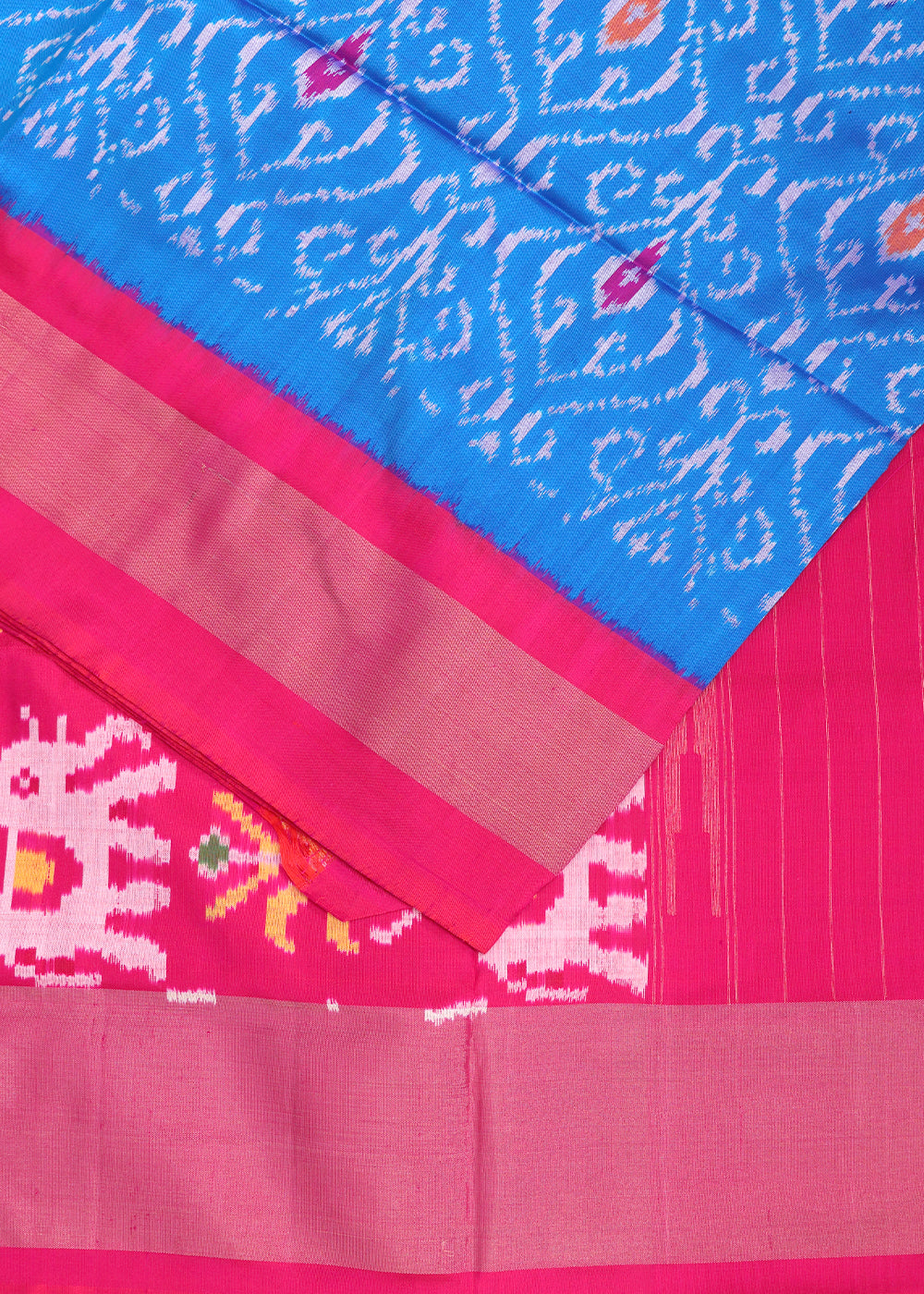 Egyptian blue color handloom rajkot silk saree