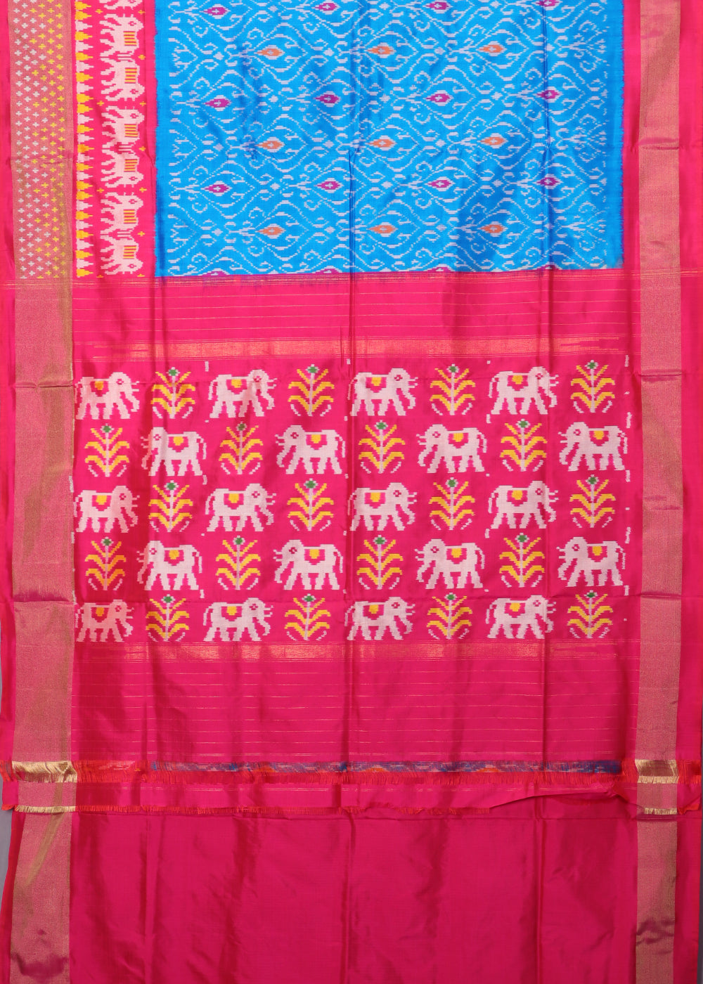 Egyptian blue color handloom rajkot silk saree