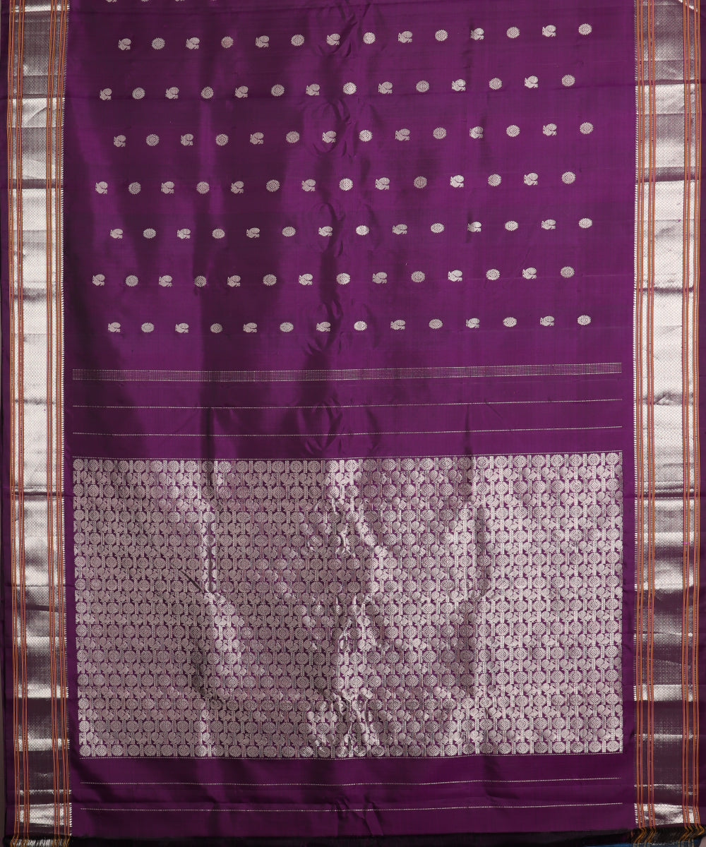 Eggplant violet color handloom Gadwal Silk saree
