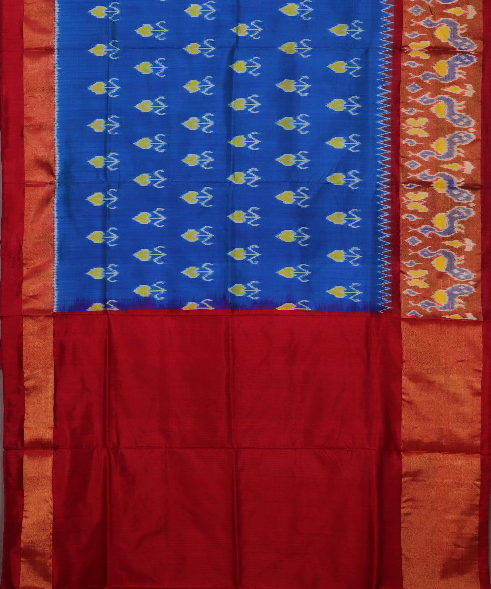 Azure blue color handloom rajkot silk saree