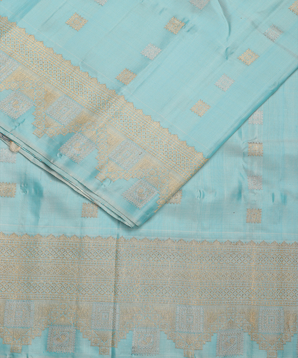 Sky blue color handloom Gadwal Silk saree